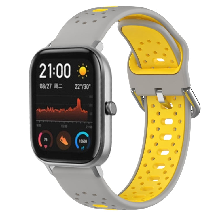 For Amazfit GTS 20mm Breathable Two-Color Silicone Watch Band(Grey+Yellow) - Watch Bands by PMC TechLife | Online Shopping South Africa | PMC TechLife