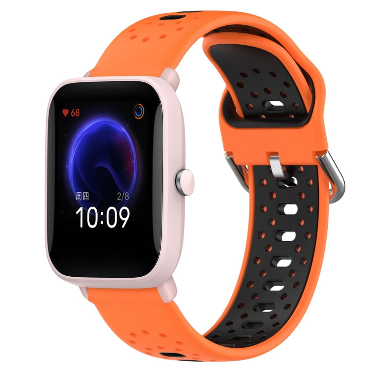 For Amazfit Pop Pro 20mm Breathable Two-Color Silicone Watch Band(Orange+Black) - Watch Bands by PMC TechLife | Online Shopping South Africa | PMC TechLife