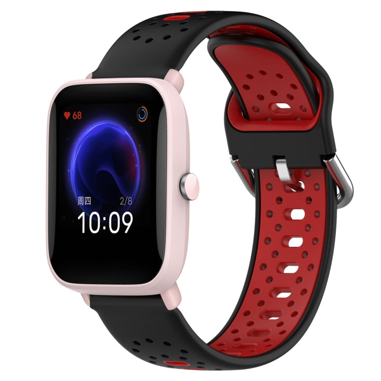 For Amazfit Pop Pro 20mm Breathable Two-Color Silicone Watch Band(Black+Red) - Watch Bands by PMC TechLife | Online Shopping South Africa | PMC TechLife