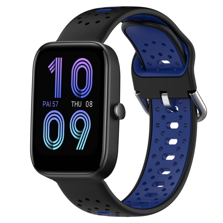 For Amazfit Bip3 20mm Breathable Two-Color Silicone Watch Band(Black+Blue) - Watch Bands by PMC TechLife | Online Shopping South Africa | PMC TechLife