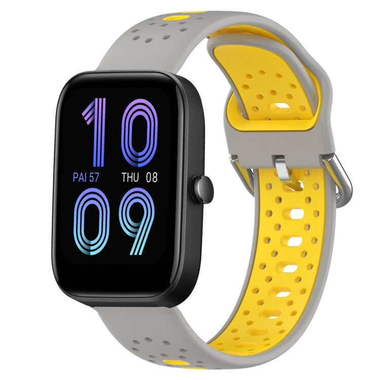 For Amazfit Bip3 20mm Breathable Two-Color Silicone Watch Band(Grey+Yellow) - Watch Bands by PMC TechLife | Online Shopping South Africa | PMC TechLife