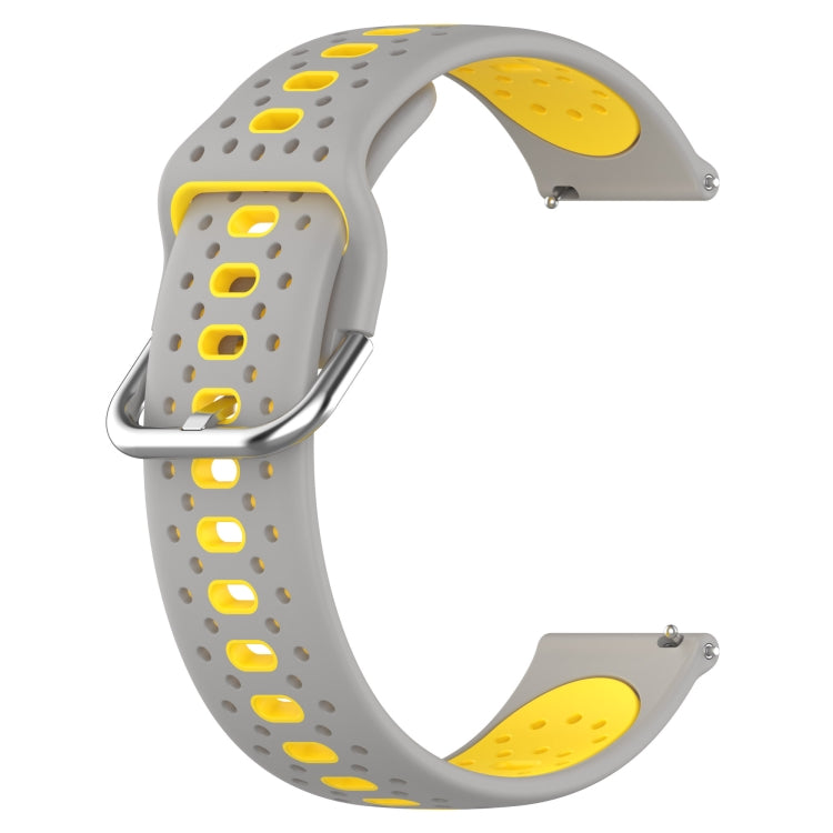 For Amazfit Bip3 20mm Breathable Two-Color Silicone Watch Band(Grey+Yellow) - Watch Bands by PMC TechLife | Online Shopping South Africa | PMC TechLife