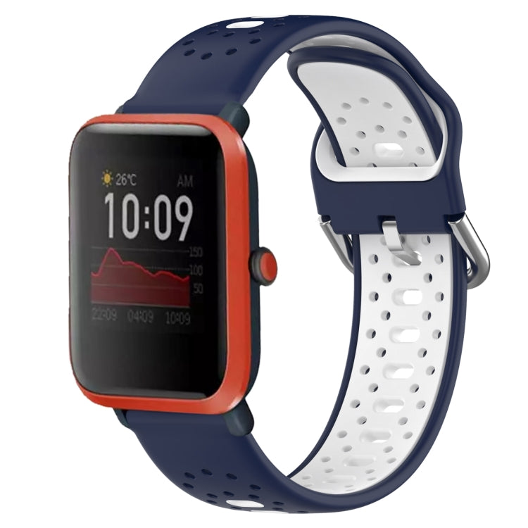 For Amazfit Bip 1S 20mm Breathable Two-Color Silicone Watch Band(Midnight Blue+White) -  by PMC TechLife | Online Shopping South Africa | PMC TechLife