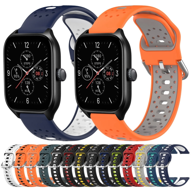 For Amazfit GTR Mini 20mm Breathable Two-Color Silicone Watch Band(Blue+Water Duck) - Watch Bands by PMC TechLife | Online Shopping South Africa | PMC TechLife