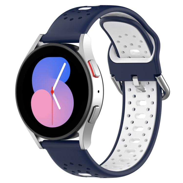 For Honor Magic Watch2 42mm 20mm Breathable Two-Color Silicone Watch Band(Midnight Blue+White) - Watch Bands by PMC TechLife | Online Shopping South Africa | PMC TechLife