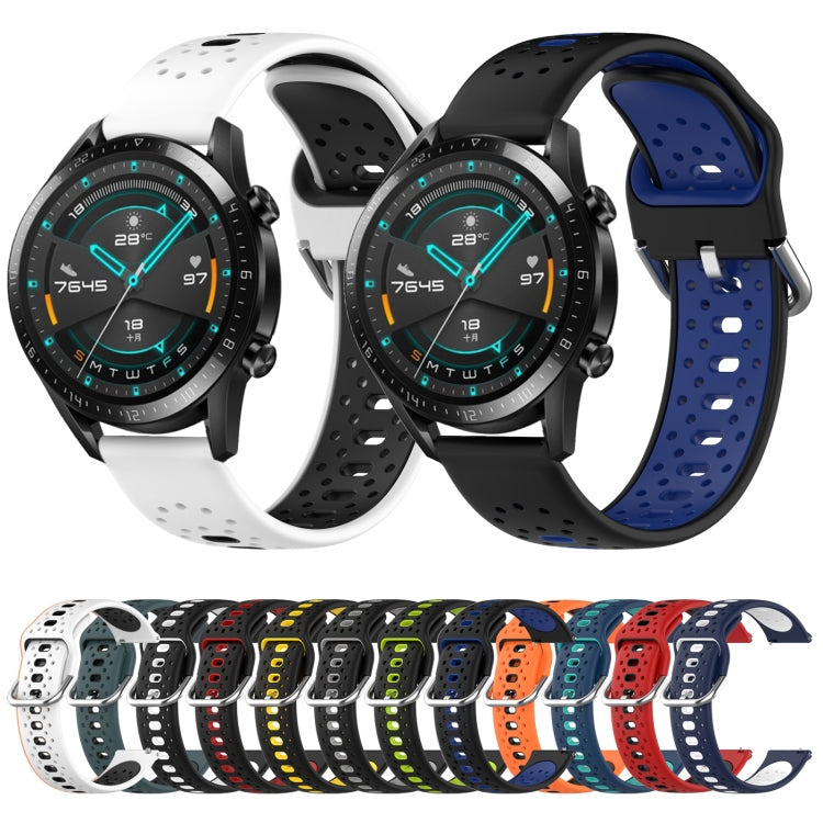 For Huawei Watch GT2 42mm 20mm Breathable Two-Color Silicone Watch Band(Black+White) - Watch Bands by PMC Jewellery | Online Shopping South Africa | PMC Jewellery