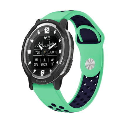 For Garmin Instinct Crossover 22mm Sports Breathable Silicone Watch Band(Mint Green+Midnight Blue) -  by PMC Jewellery | Online Shopping South Africa | PMC Jewellery