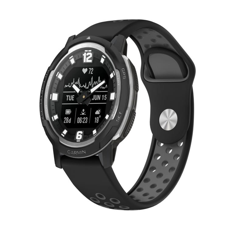 For Garmin Instinct Crossover 22mm Sports Breathable Silicone Watch Band(Black+Grey) -  by PMC TechLife | Online Shopping South Africa | PMC TechLife