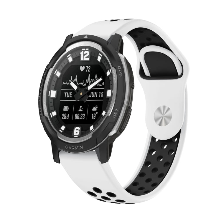 For Garmin Instinct Crossover Solar 22mm Sports Breathable Silicone Watch Band(White+Black) -  by PMC TechLife | Online Shopping South Africa | PMC TechLife