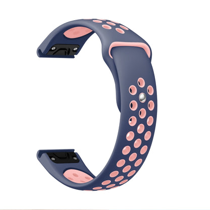 For Garmin Fenix 6 GPS 22mm Sports Breathable Silicone Watch Band(Midnight Blue+Pink) -  by PMC Jewellery | Online Shopping South Africa | PMC Jewellery