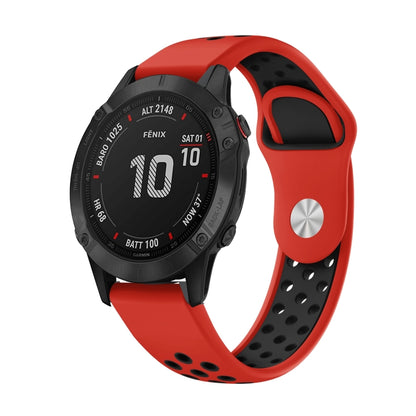 For Garmin Fenix 6 Pro GPS 22mm Sports Breathable Silicone Watch Band(Red+Black) -  by PMC Jewellery | Online Shopping South Africa | PMC Jewellery