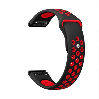 For Garmin Fenix 5 22mm Sports Breathable Silicone Watch Band(Black+Red) -  by PMC Jewellery | Online Shopping South Africa | PMC Jewellery