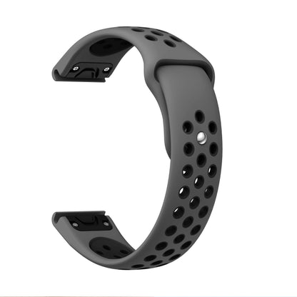 For Garmin Quatix 5 22mm Sports Breathable Silicone Watch Band(Grey+Black) -  by PMC Jewellery | Online Shopping South Africa | PMC Jewellery