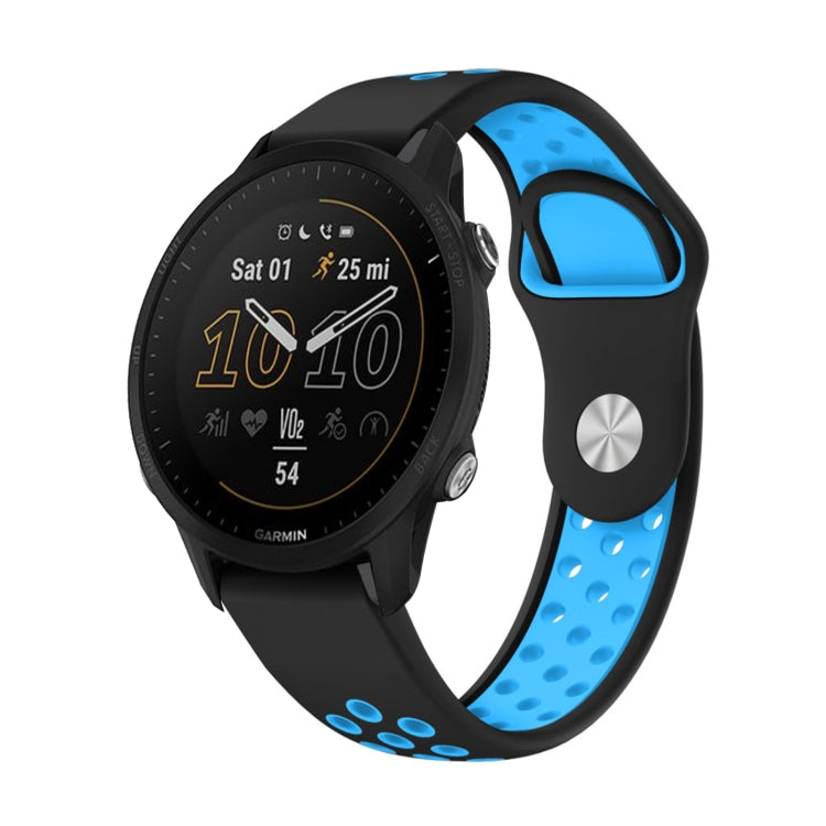 For Garmin Forerunner 955 22mm Sports Breathable Silicone Watch Band(Black+Blue) -  by PMC TechLife | Online Shopping South Africa | PMC TechLife