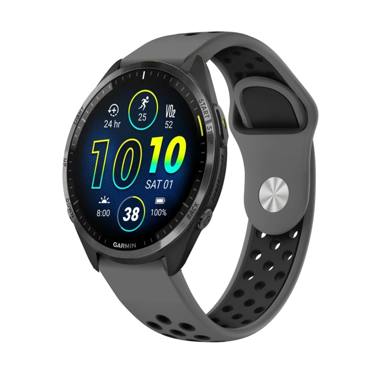 For Garmin Forerunner 965 22mm Sports Breathable Silicone Watch Band(Grey+Black) -  by PMC TechLife | Online Shopping South Africa | PMC TechLife