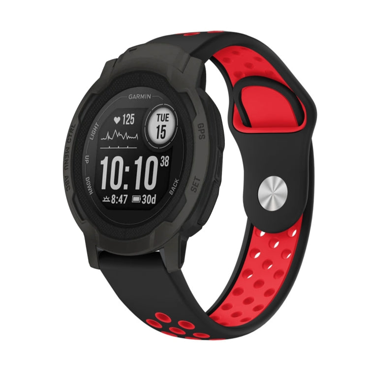 For Garmin Instinct 2 22mm Sports Breathable Silicone Watch Band(Black+Red) -  by PMC TechLife | Online Shopping South Africa | PMC TechLife