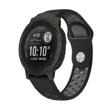 For Garmin Instinct 2 22mm Sports Breathable Silicone Watch Band(Black+Grey) -  by PMC Jewellery | Online Shopping South Africa | PMC Jewellery