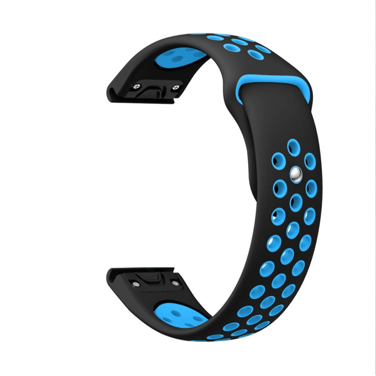 For Garmin Instinct 2 22mm Sports Breathable Silicone Watch Band(Black+Blue) -  by PMC TechLife | Online Shopping South Africa | PMC TechLife