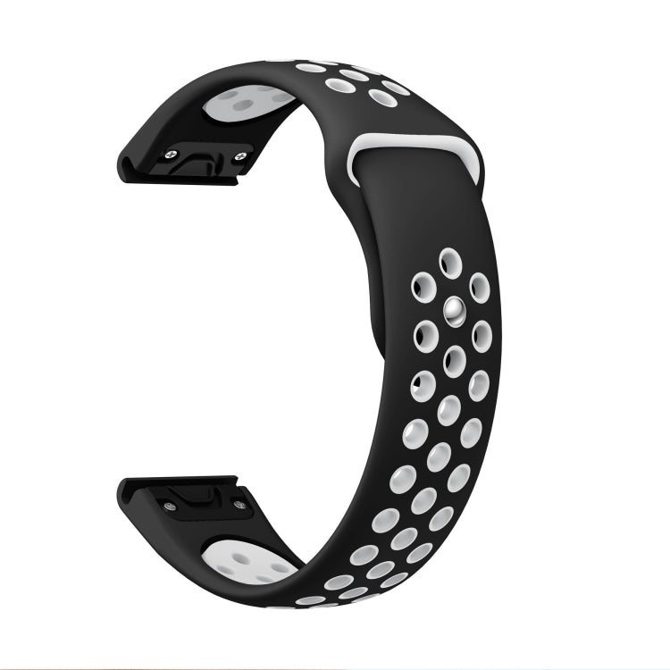 For Garmin Instinct 22mm Sports Breathable Silicone Watch Band(Black+White) -  by PMC TechLife | Online Shopping South Africa | PMC TechLife