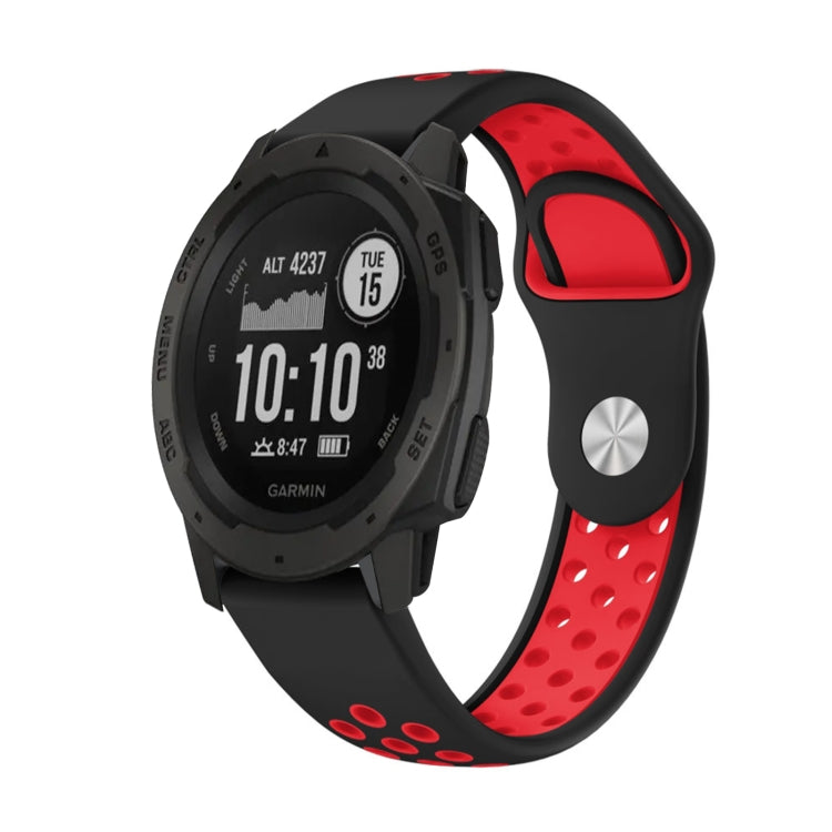 For Garmin Instinct 22mm Sports Breathable Silicone Watch Band(Black+Red) -  by PMC TechLife | Online Shopping South Africa | PMC TechLife