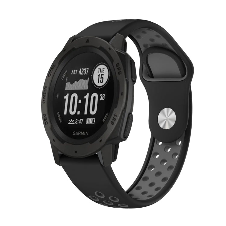 For Garmin Instinct 22mm Sports Breathable Silicone Watch Band(Black+Grey) -  by PMC TechLife | Online Shopping South Africa | PMC TechLife