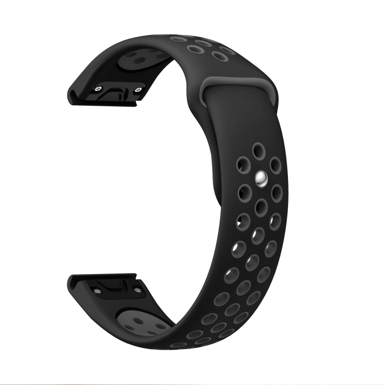 For Garmin Instinct 22mm Sports Breathable Silicone Watch Band(Black+Grey) -  by PMC TechLife | Online Shopping South Africa | PMC TechLife