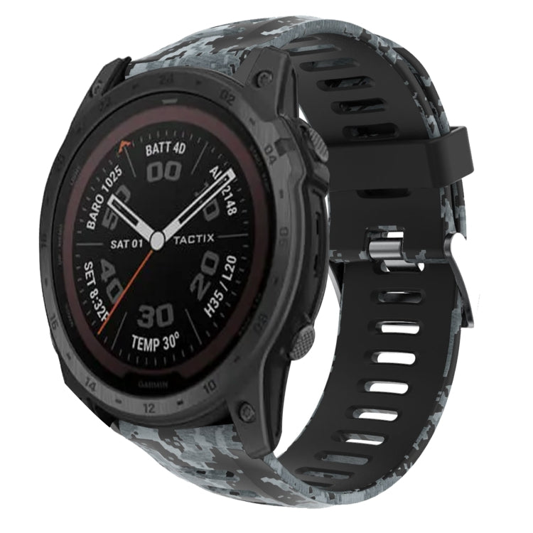 For Garmin Tactix 7 Pro 26mm Camouflage Printed Silicone Watch Band(Black+Digital  Camouflage) -  by PMC Jewellery | Online Shopping South Africa | PMC Jewellery