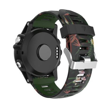 For Garmin Tactix 7 Pro 26mm Camouflage Printed Silicone Watch Band(Army Green+Bamboo Camouflage) -  by PMC Jewellery | Online Shopping South Africa | PMC Jewellery