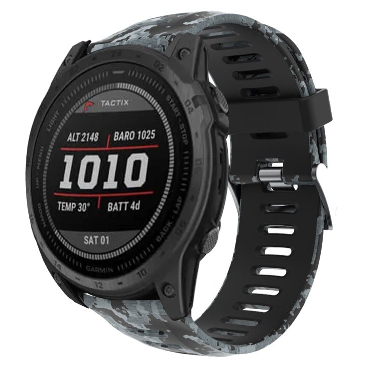For Garmin Tactix 7 26mm Camouflage Printed Silicone Watch Band(Black+Digital  Camouflage) -  by PMC TechLife | Online Shopping South Africa | PMC TechLife