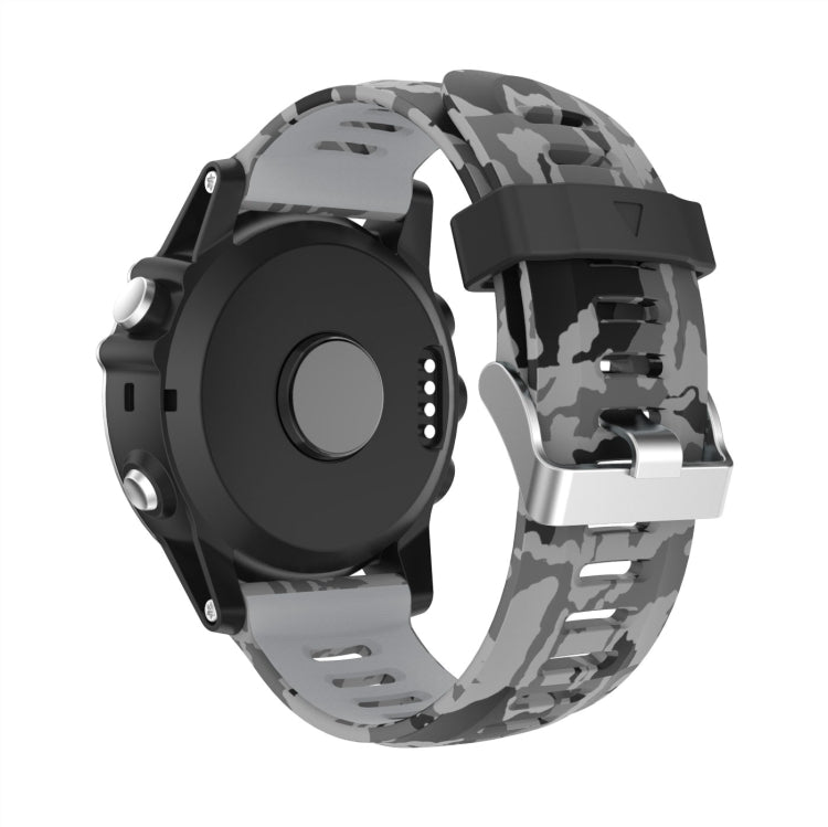 For Garmin Fenix 7X Solar 26mm Camouflage Printed Silicone Watch Band(Grey+Army Camouflage) - Watch Bands by PMC Jewellery | Online Shopping South Africa | PMC Jewellery