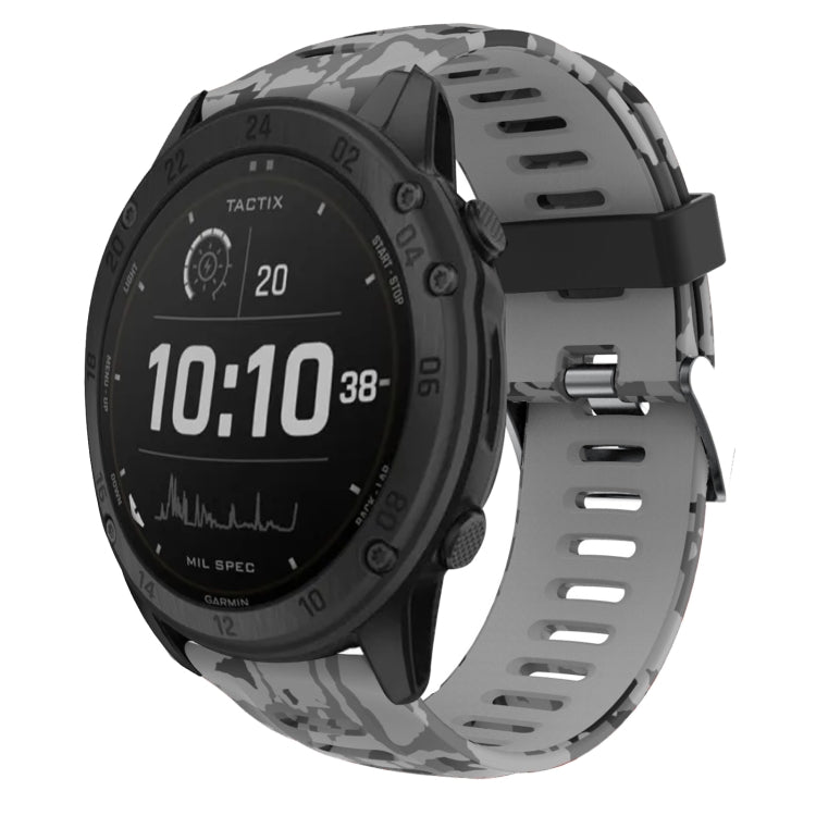 For Garmin Tactix Delta 26mm Camouflage Printed Silicone Watch Band(Grey+Army Camouflage) -  by PMC TechLife | Online Shopping South Africa | PMC TechLife