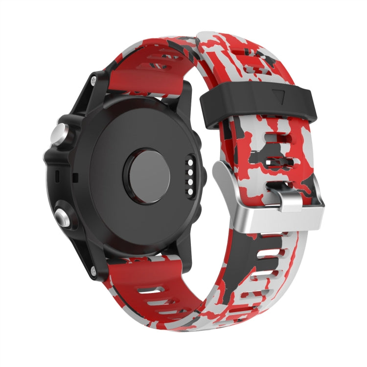 For Garmin Enduro 2 26mm Camouflage Printed Silicone Watch Band(Red+Army Camouflage) -  by PMC TechLife | Online Shopping South Africa | PMC TechLife
