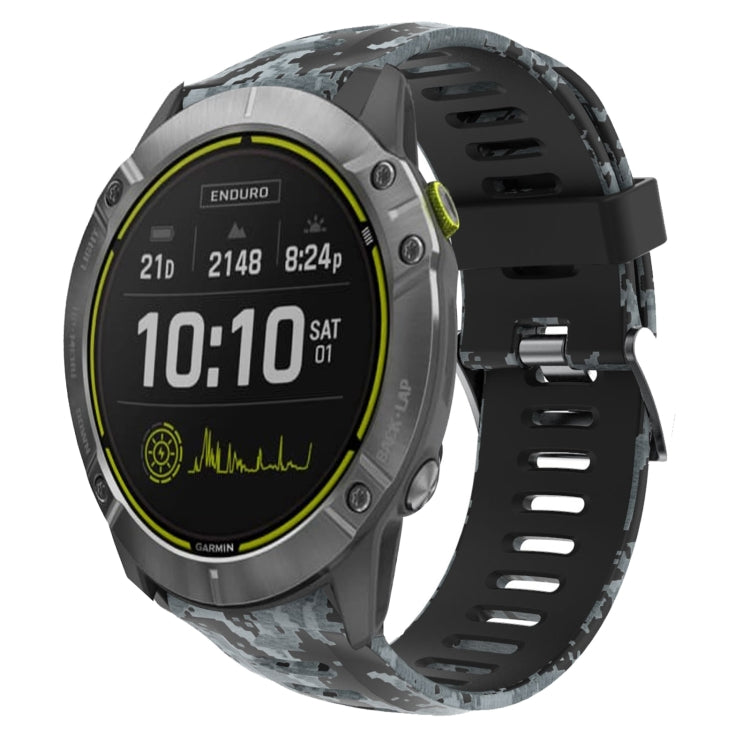 For Garmin Enduro 26mm Camouflage Printed Silicone Watch Band(Black+Digital  Camouflage) -  by PMC TechLife | Online Shopping South Africa | PMC TechLife