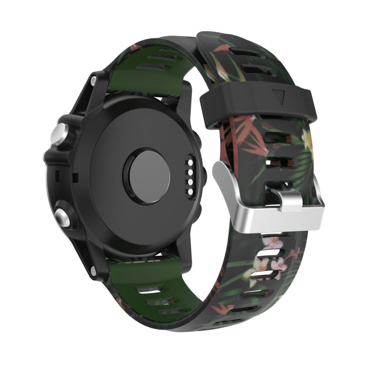 For Garmin Fenix 5X Plus 26mm Camouflage Printed Silicone Watch Band(Army Green+Bamboo Camouflage) -  by PMC Jewellery | Online Shopping South Africa | PMC Jewellery