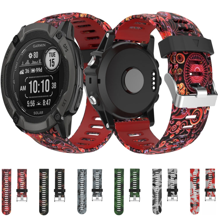 For Garmin Fenix 3 26mm Camouflage Printed Silicone Watch Band(Grey+Army Camouflage) -  by PMC TechLife | Online Shopping South Africa | PMC TechLife