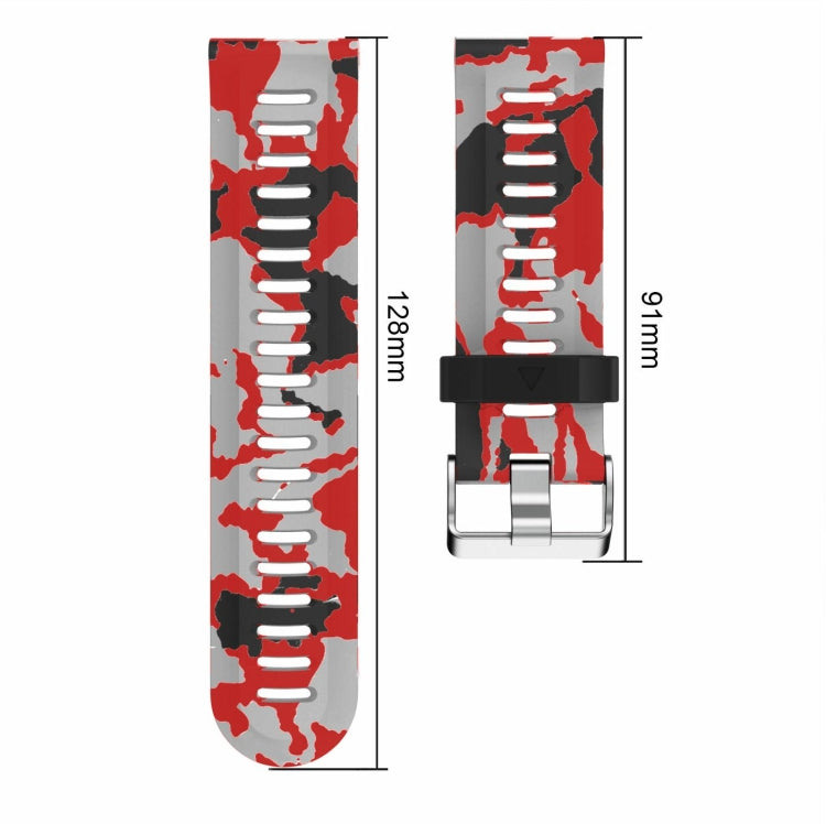 For Garmin Fenix 3 26mm Camouflage Printed Silicone Watch Band(Red+Jellyfish Camouflage) -  by PMC Jewellery | Online Shopping South Africa | PMC Jewellery