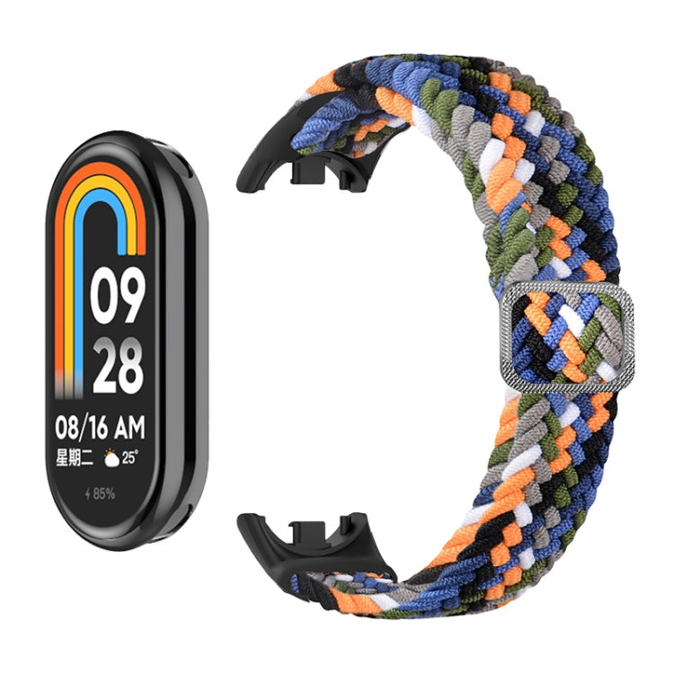 For Xiaomi Mi Band 8 ENKAY Hat-Prince 2 in 1 Set Full Coverage Screen Protector + Elastic Braided Nylon Watch Band(Blue White) - Watch Bands by ENKAY | Online Shopping South Africa | PMC TechLife | Buy Now Pay Later Mobicred