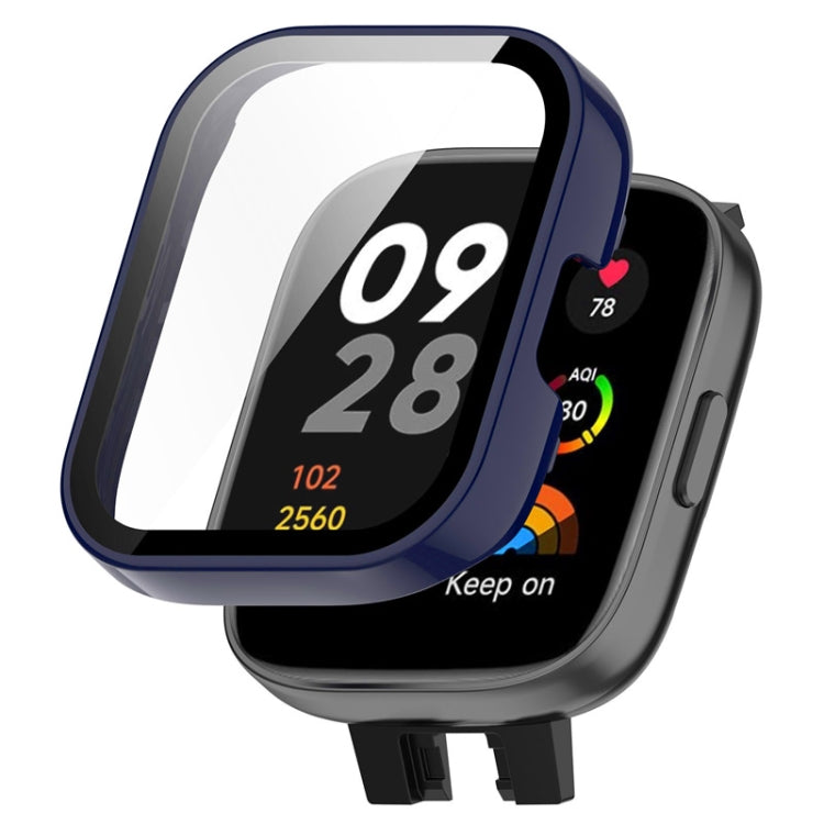 For Redmi Watch 3 ENKAY Hat-Prince Full Coverage PC Frame + Tempered Glass Film Watch Case(Blue) - Watch Cases by ENKAY | Online Shopping South Africa | PMC TechLife | Buy Now Pay Later Mobicred