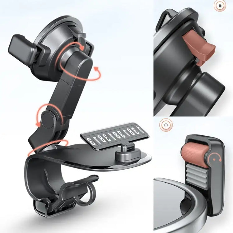088 With Parking Phone Sign 360 Degrees Rotation Car Dashboard Mount Cell Phone Holder(Pink) - Car Holders by PMC TechLife | Online Shopping South Africa | PMC TechLife