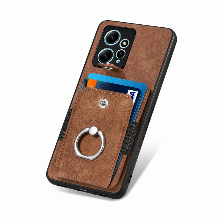 For Redmi Note 12 4G Retro Skin-feel Ring Card Wallet Phone Case(Brown) - free shipping - PMC TechLife - Order now!