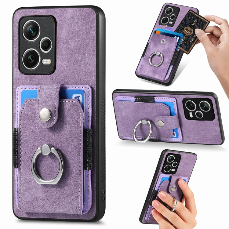 For Redmi Note 12 Pro+ Retro Skin-feel Ring Card Wallet Phone Case(Purple) - free shipping - PMC TechLife - Order now!