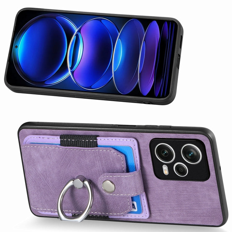 For Redmi Note 12 Pro+ Retro Skin-feel Ring Card Wallet Phone Case(Purple) - free shipping - PMC TechLife - Order now!