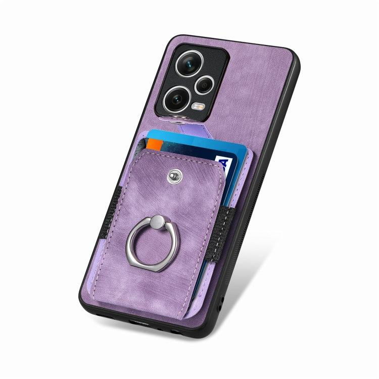 For Redmi Note 12 Pro+ Retro Skin-feel Ring Card Wallet Phone Case(Purple) - free shipping - PMC TechLife - Order now!