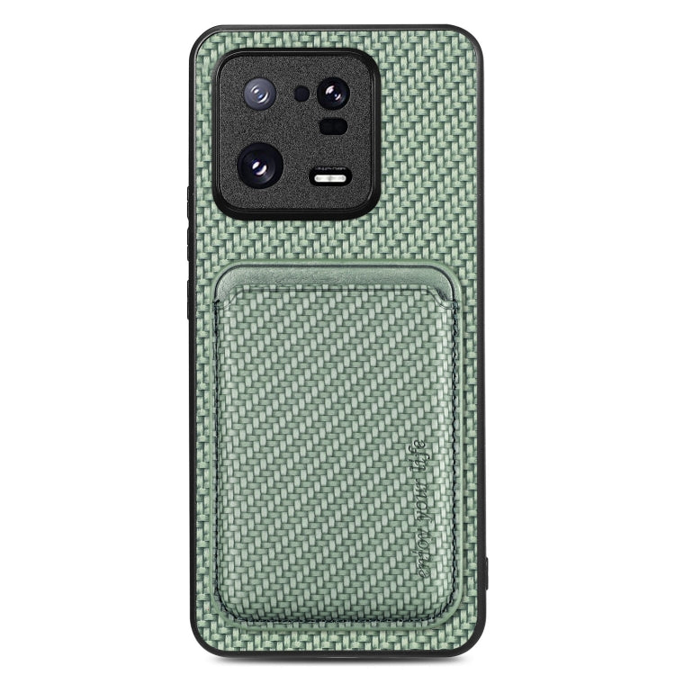 For Xiaomi 13 Pro Carbon Fiber Leather Card Magnetic Phone Case(Green) - Xiaomi Cases by PMC TechLife | Online Shopping South Africa | PMC TechLife | Buy Now Pay Later Mobicred