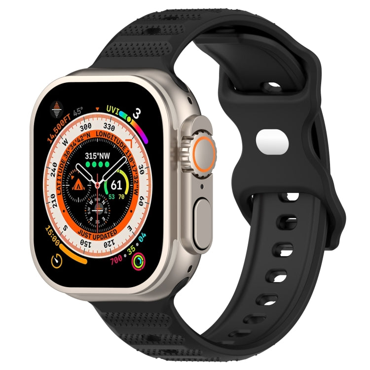 For Apple Watch 8 45mm Reverse Buckle Dot Texture Silicone Watch Band(Black) - Watch Bands by PMC TechLife | Online Shopping South Africa | PMC TechLife