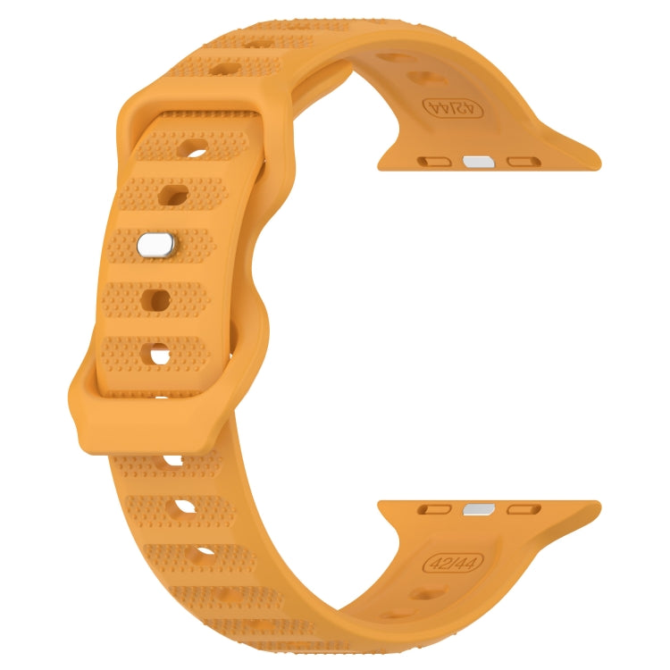 For Apple Watch 8 45mm Reverse Buckle Dot Texture Silicone Watch Band(Yellow) - Watch Bands by PMC TechLife | Online Shopping South Africa | PMC TechLife