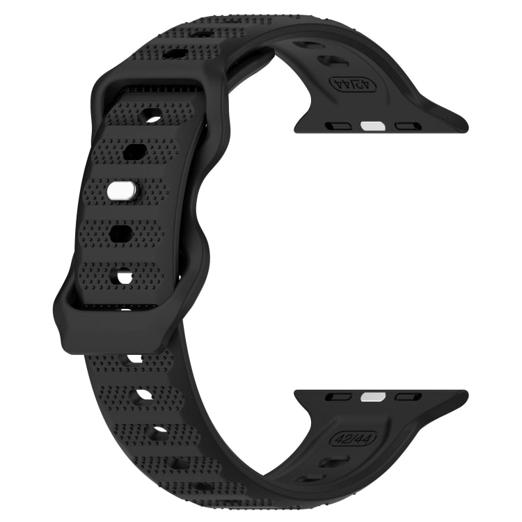 For Apple Watch 5 44mm Reverse Buckle Dot Texture Silicone Watch Band(Black) - Watch Bands by PMC TechLife | Online Shopping South Africa | PMC TechLife