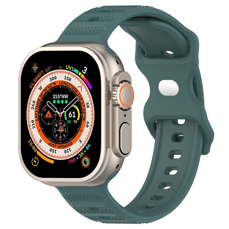 For Apple Watch 3 42mm Reverse Buckle Dot Texture Silicone Watch Band(Olive Green) - Watch Bands by PMC TechLife | Online Shopping South Africa | PMC TechLife