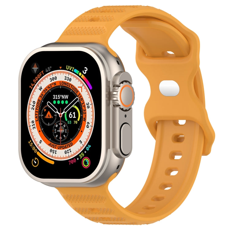 For Apple Watch 42mm Reverse Buckle Dot Texture Silicone Watch Band(Yellow) - Watch Bands by PMC TechLife | Online Shopping South Africa | PMC TechLife