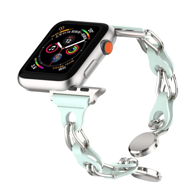 For Apple Watch 2 38mm Hollow Leather Chain Magnetic Buckle Watch Band(Blue) - Watch Bands by PMC TechLife | Online Shopping South Africa | PMC TechLife